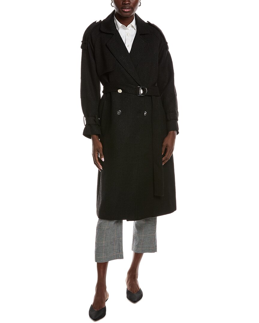 Maje Tweed Trench Coat