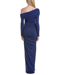 Susana Monaco One-Arm Off-Shoulder Side Slit Maxi Dress