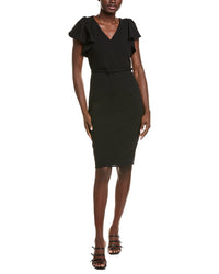 Anne Klein Ruffle Sleeve Scuba Crepe Sheath Dress