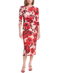Anne Klein Side Ruched Mesh Midi Dress