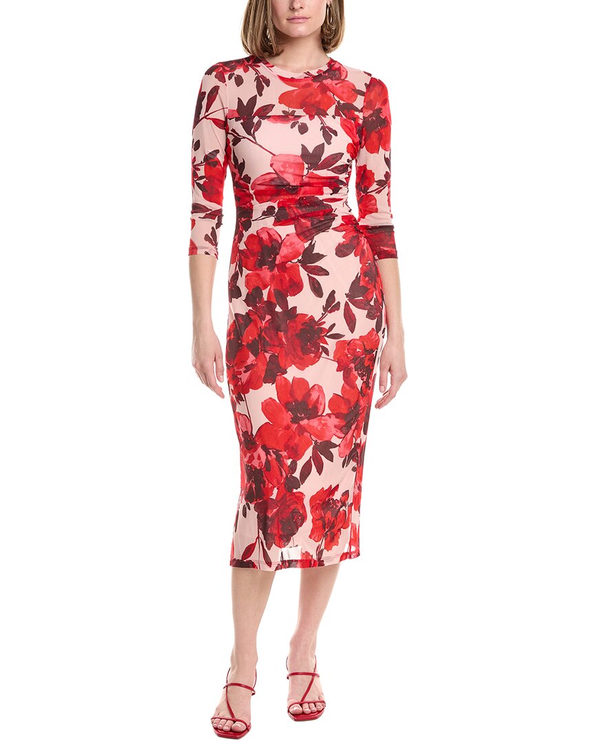 Anne Klein Side Ruched Mesh Midi Dress