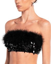 Ow Virgo Sequin Feather Top