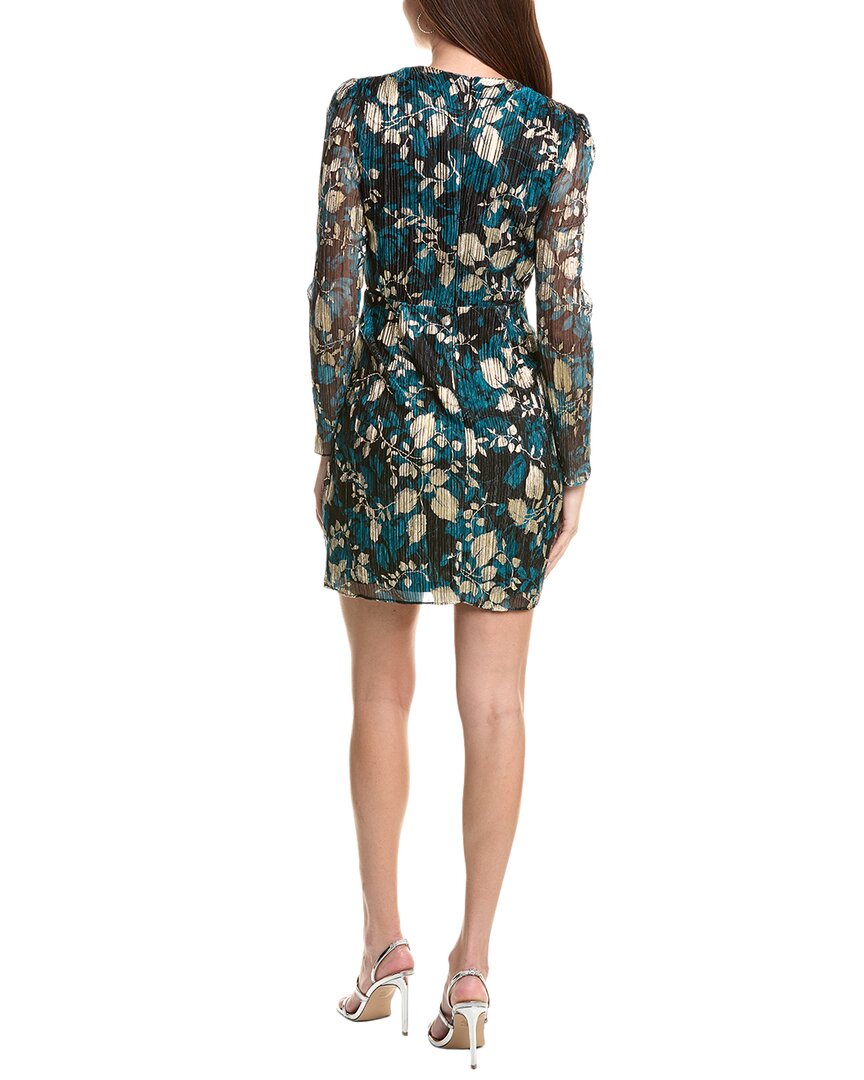 Adrianna Papell Crinkle Foil Wrap Dress