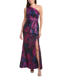 Adrianna Papell One Shoulder Jacquard Gown