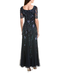 Adrianna Papell Beaded Mesh Gown