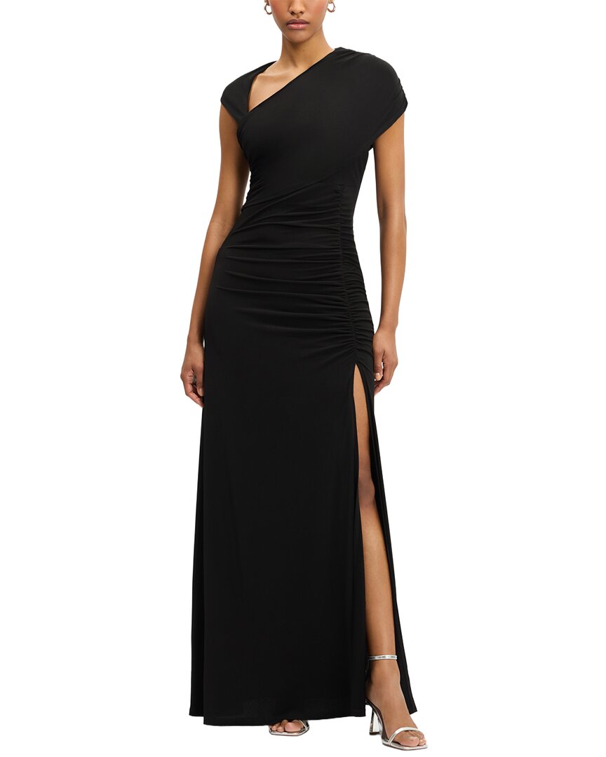Hervé Léger Ruched Matte Jersey Draped Gown