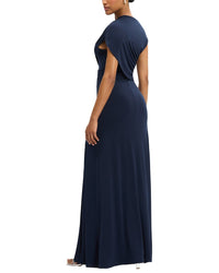 Hervé Léger Ruched Matte Jersey Draped Gown