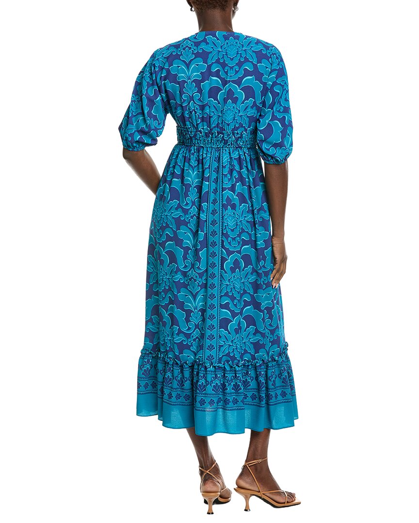 Maison Tara Printed Ghost Crepe Short Sleeve Midi Dress