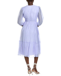 Maison Tara Pleated 3/4 Sleeve Midi Dress
