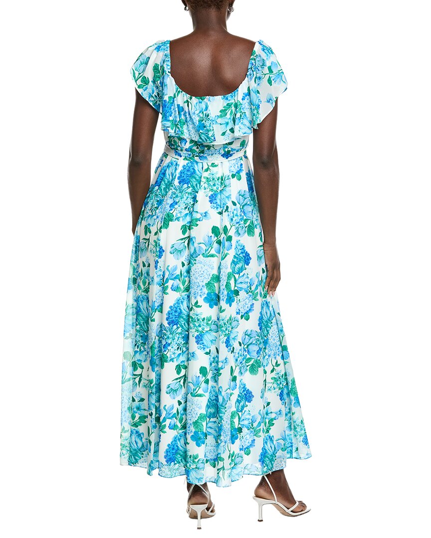 Maison Tara Printed Chiffon Crepe Short Sleeve Maxi Dress