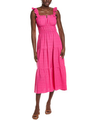 Maison Tara Solid Bubble Crinkle Midi Dress