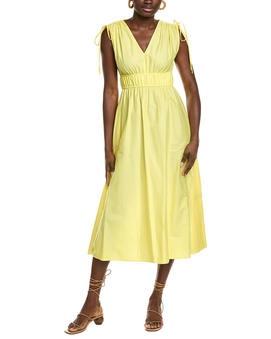 Maison Tara Solid Stretch Poplin Midi Dress