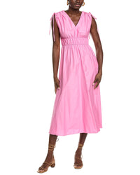 Maison Tara Solid Stretch Poplin Midi Dress