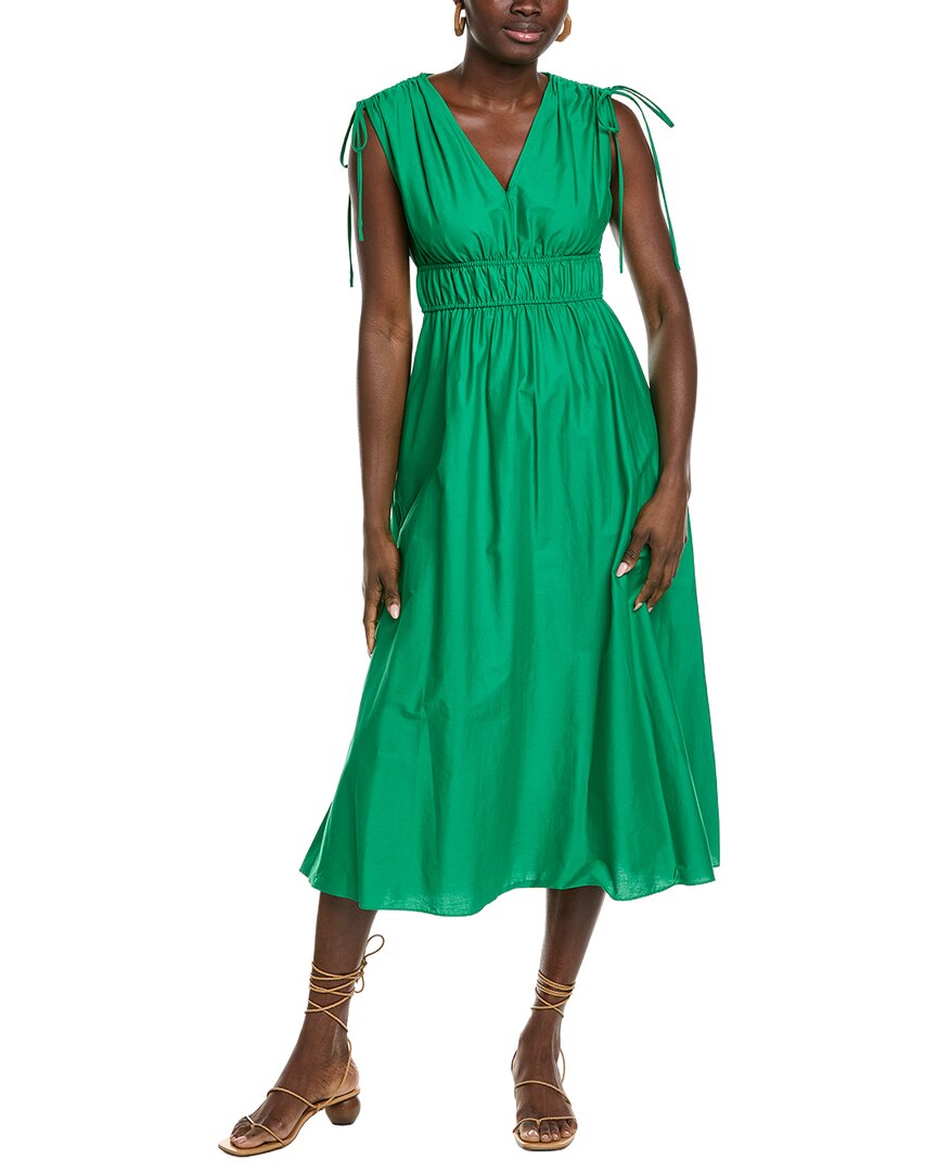 Maison Tara Solid Stretch Poplin Midi Dress