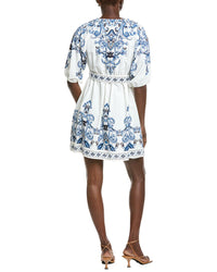 Maison Tara Printed Margo Faille Long Sleeve Midi Dress