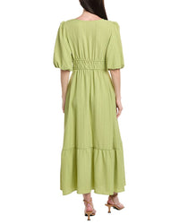 Maison Tara Wave Crepe Short Sleeve Midi Dress