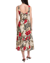Maison Tara Printed Linen-Blend Sleeveless Midi Dress