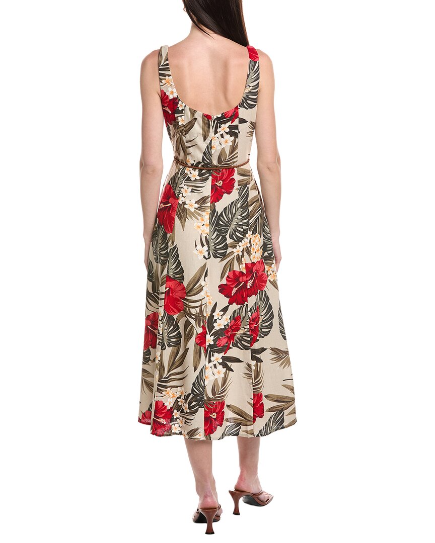 Maison Tara Printed Linen-Blend Sleeveless Midi Dress