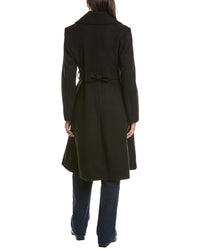 CeCe Cece Bow Back Belt Double-Breasted Wrap Coat