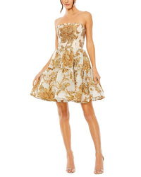 Mac Duggal Strapless Brocade Mini Dress