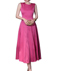 Burryco Solid Sleeveless Midi Dress