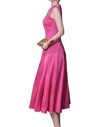 Burryco Solid Sleeveless Midi Dress
