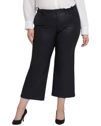 Nydj Plus Teresa Black Coated Wide Leg Jean