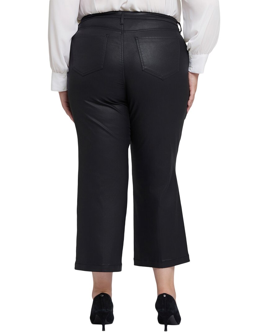 Nydj Plus Teresa Black Coated Wide Leg Jean