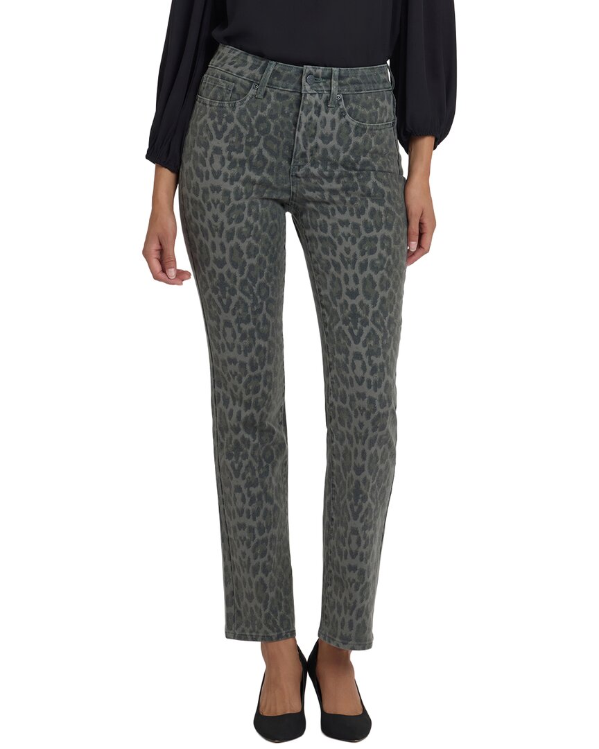 Nydj Petite Marilyn Vine Leaf Leopard Straight Leg Jean