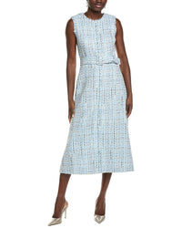 Anne Klein Fringed Tweed Midi Dress