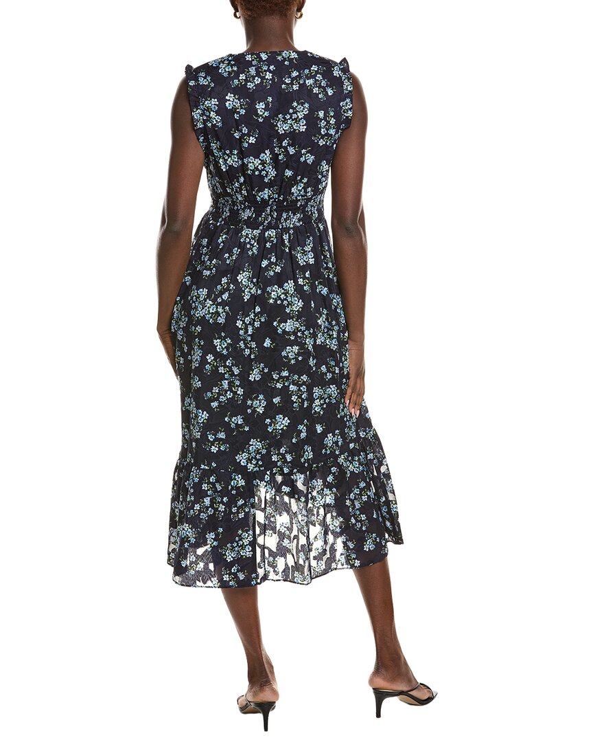 Anne Klein Pleated Waist V Neck Classic Midi Dress