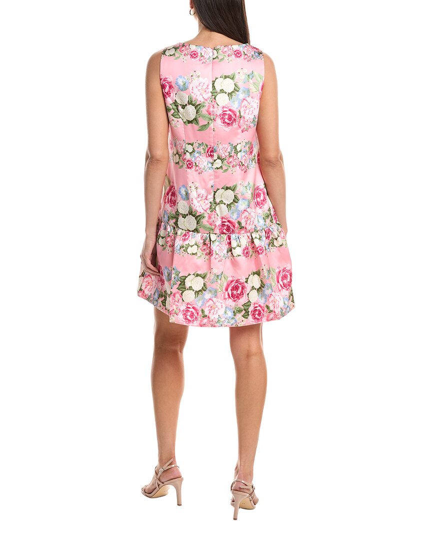Anne Klein Boatneck Flounced Printed Mikado Shift Dress