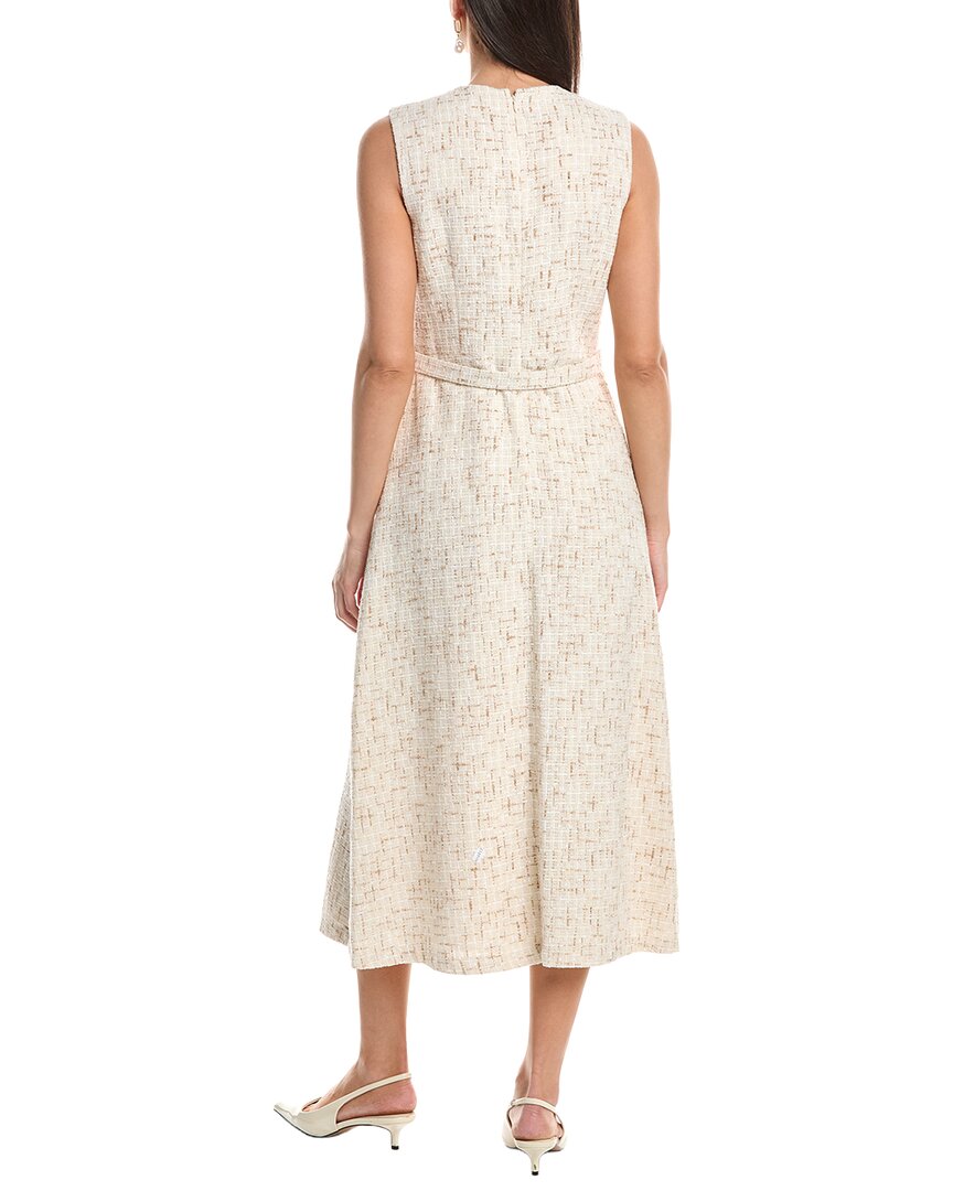 Anne Klein Rosette Detail A-Line Novelty Tweed Midi Dress