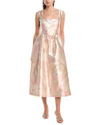 Anne Klein Open Back Square Neck A-Line Midi Dress