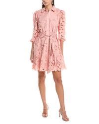 Anne Klein Scalloped Hem Tiered Lace Shirtdress