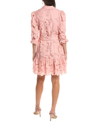 Anne Klein Scalloped Hem Tiered Lace Shirtdress