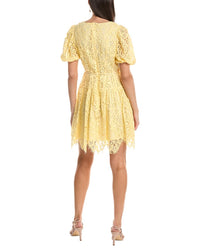 Anne Klein Puff Sleeve Guipure Lace Mini Dress