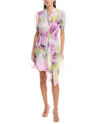 Anne Klein Puff Sleeve Organza Shirtdress