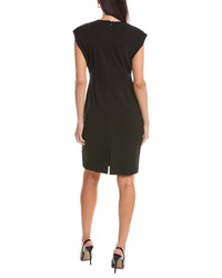 Anne Klein V-Neck Pleated Bodice Sheath Dress