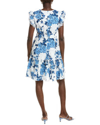 Anne Klein V-Neck Ruffle Sleeve Dress
