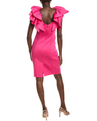 Anne Klein Ruffle Shoulder 3D Scuba Sheath Dress