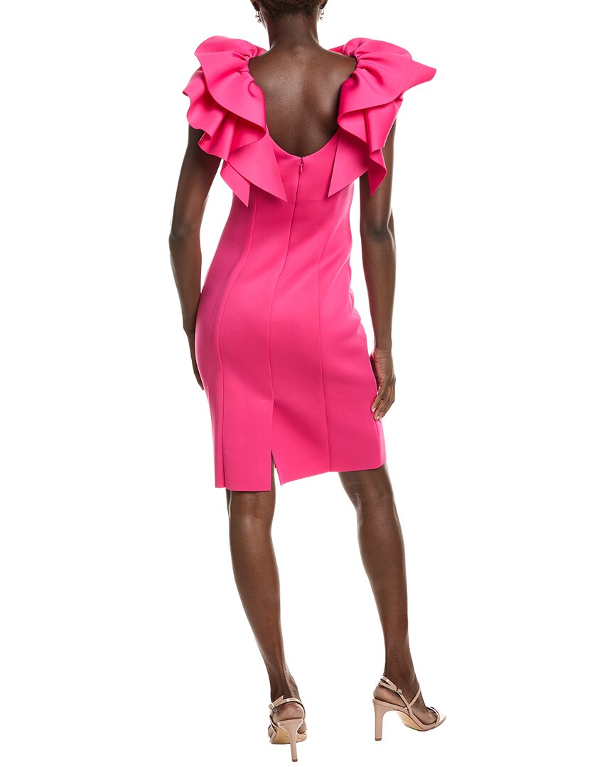 Anne Klein Ruffle Shoulder 3D Scuba Sheath Dress