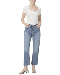 Paige Billy Costar High Rise Slim Straight Leg Crop Jean