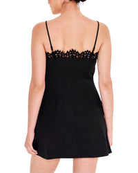Extro&Vert Black Lace Trim Satin Cami Dress
