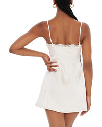 Extro&Vert Cream Lace Trim Satin Cami Dress