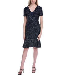 SHANI Focus By Shani Velvet Sequin Mini Dress