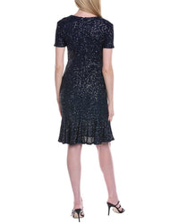 SHANI Focus By Shani Velvet Sequin Mini Dress