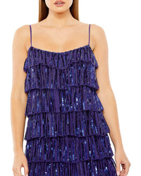 Mac Duggal Strap Sequin Ruffle Mini Dress