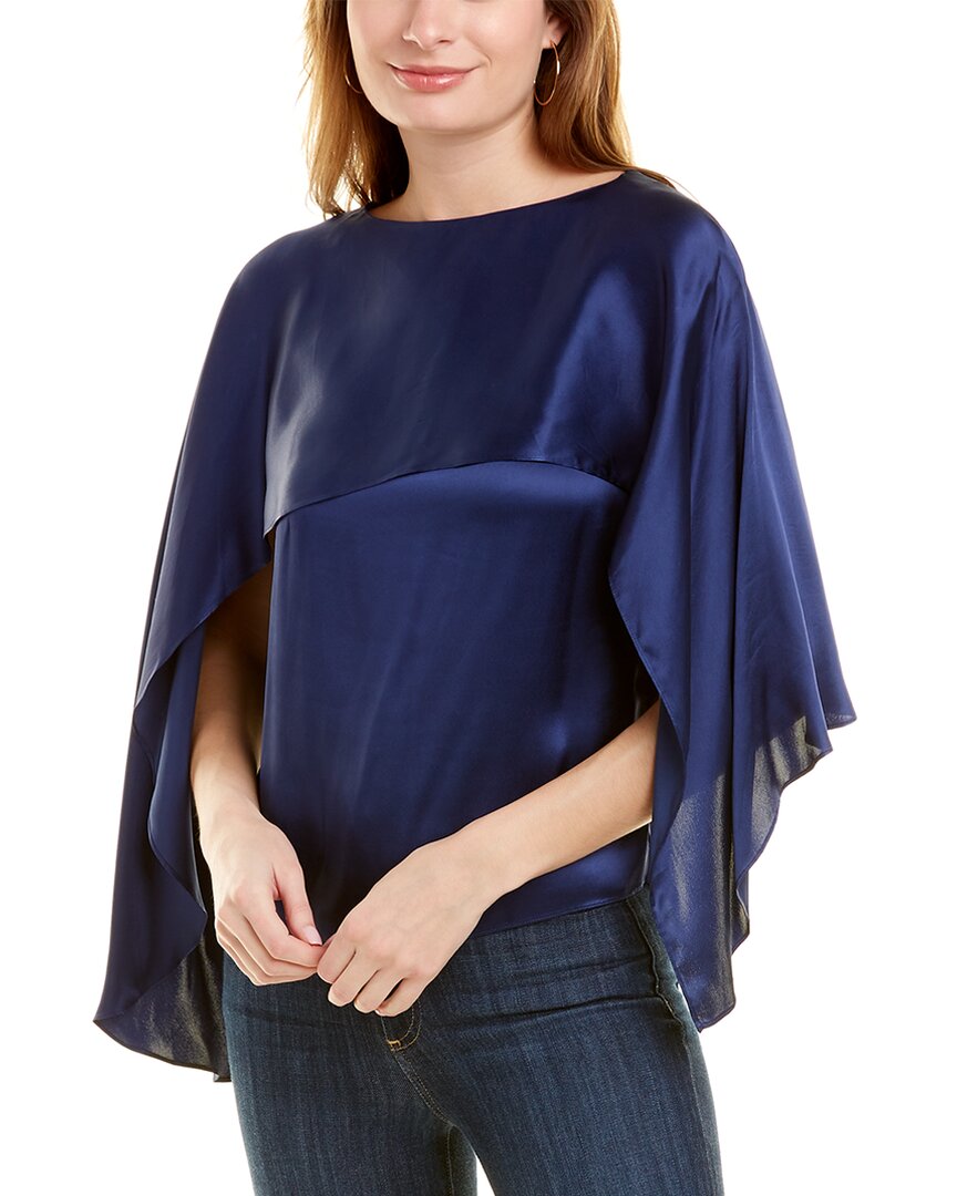 Halston Addilyn Charmeuse Silk-Blend Top Blue 0