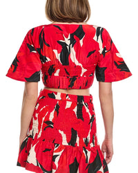 Amur Elle Printed Silk-Blend Crop Top